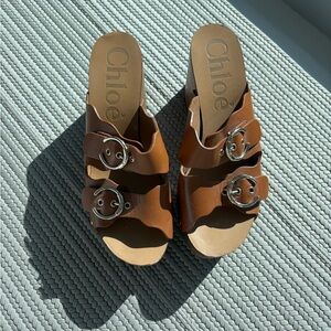 Chloe Ingrid Buckle Platform Mules